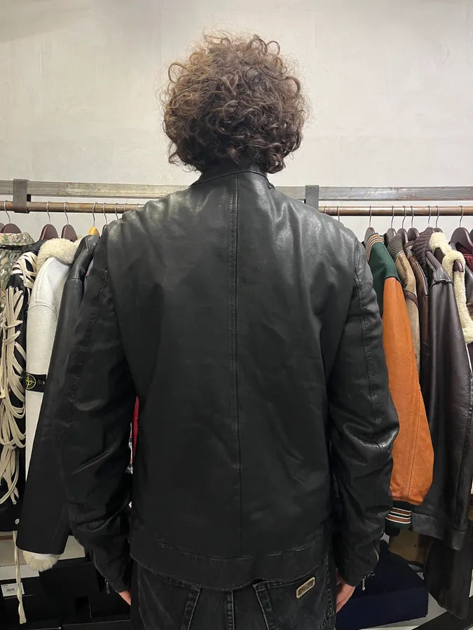 2000s Dolce & Gabbana Black Leather Minimalist Jacket tdZlgjy 2