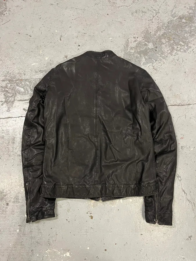 2000s Dolce & Gabbana Black Leather Minimalist Jacket tdZlgjy 6