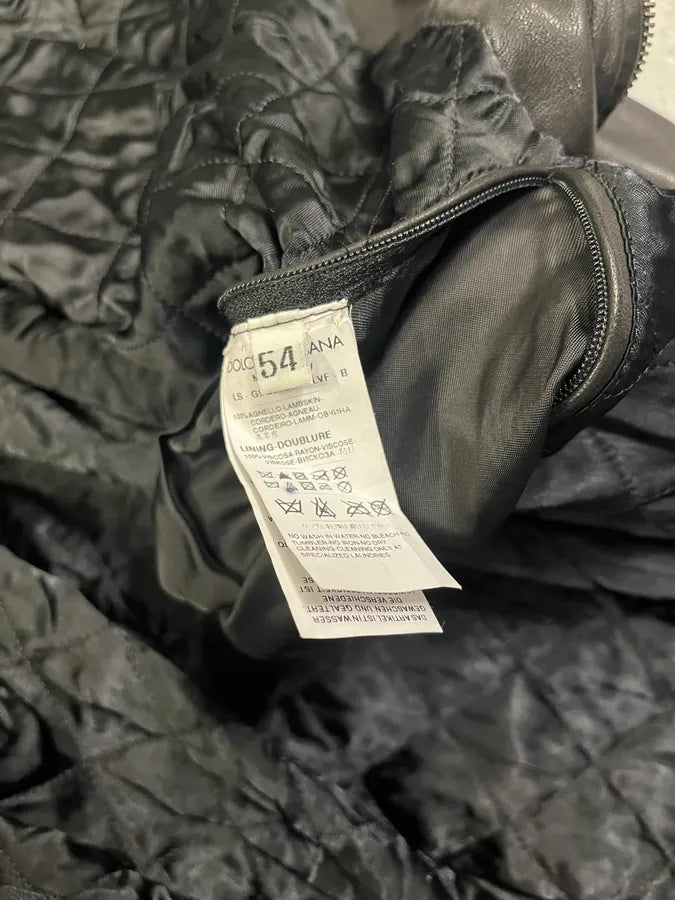 2000s Dolce & Gabbana Black Leather Minimalist Jacket tdZlgjy 9