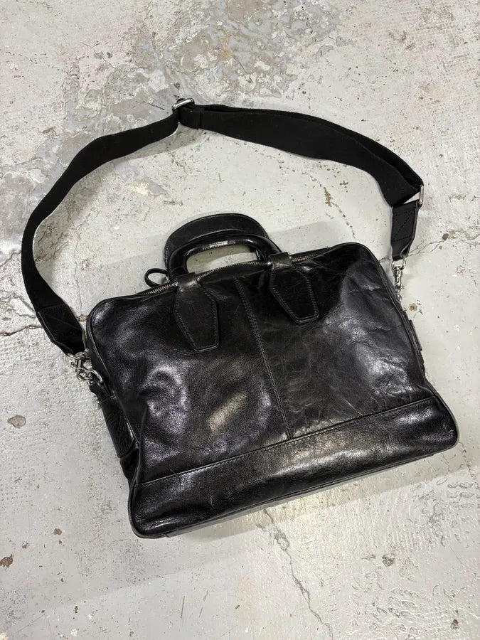 2000s Dolce & Gabbana Black Leather Minimalist Shoulder Bag qTCsHWd 1