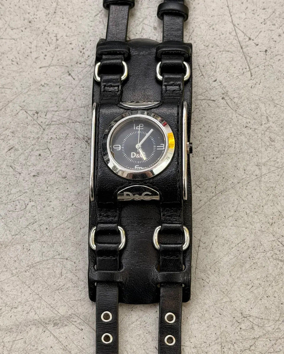 2000s Dolce & Gabbana Black Leather Multi-Strap Watch BnIBYuq 4