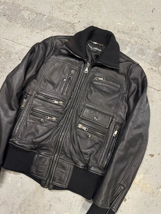 2000s Dolce & Gabbana Black Leather Multi-Zip Jacket WvRYiTb 3