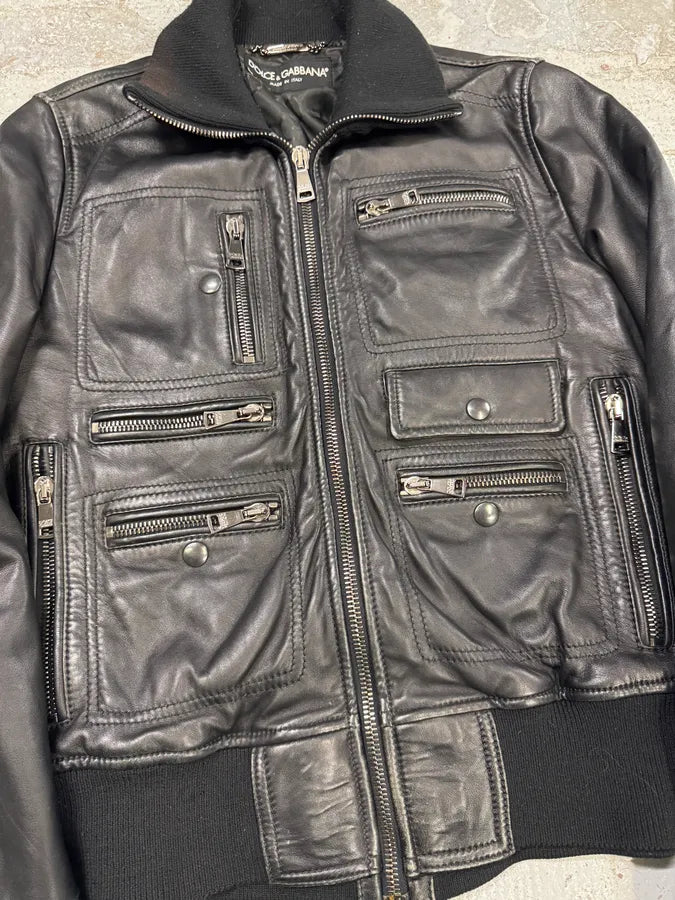 2000s Dolce & Gabbana Black Leather Multi-Zip Jacket WvRYiTb 5