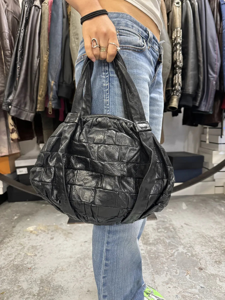 2000s Dolce & Gabbana Black Leather Patchwork Diana Handle Bag OIFqYSk 1