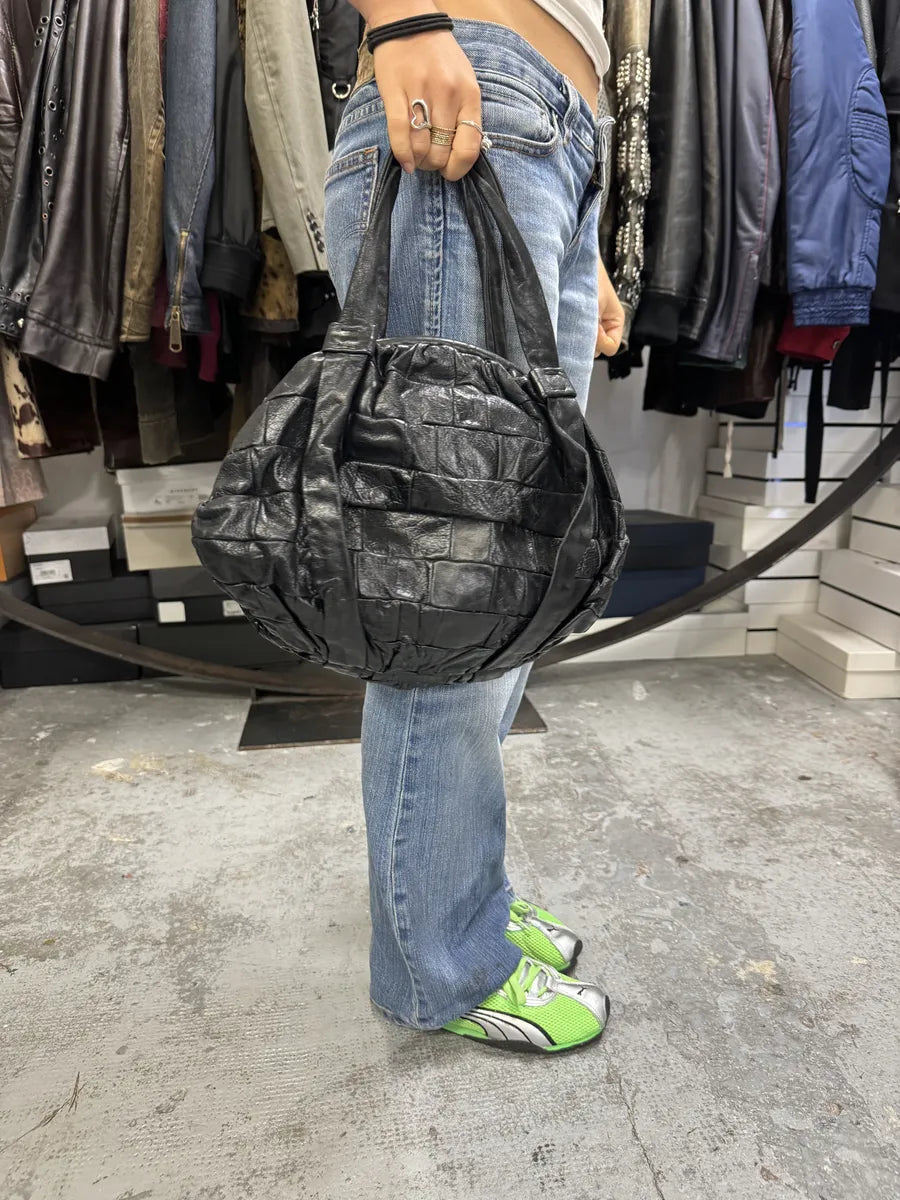 2000s Dolce & Gabbana Black Leather Patchwork Diana Handle Bag OIFqYSk 2