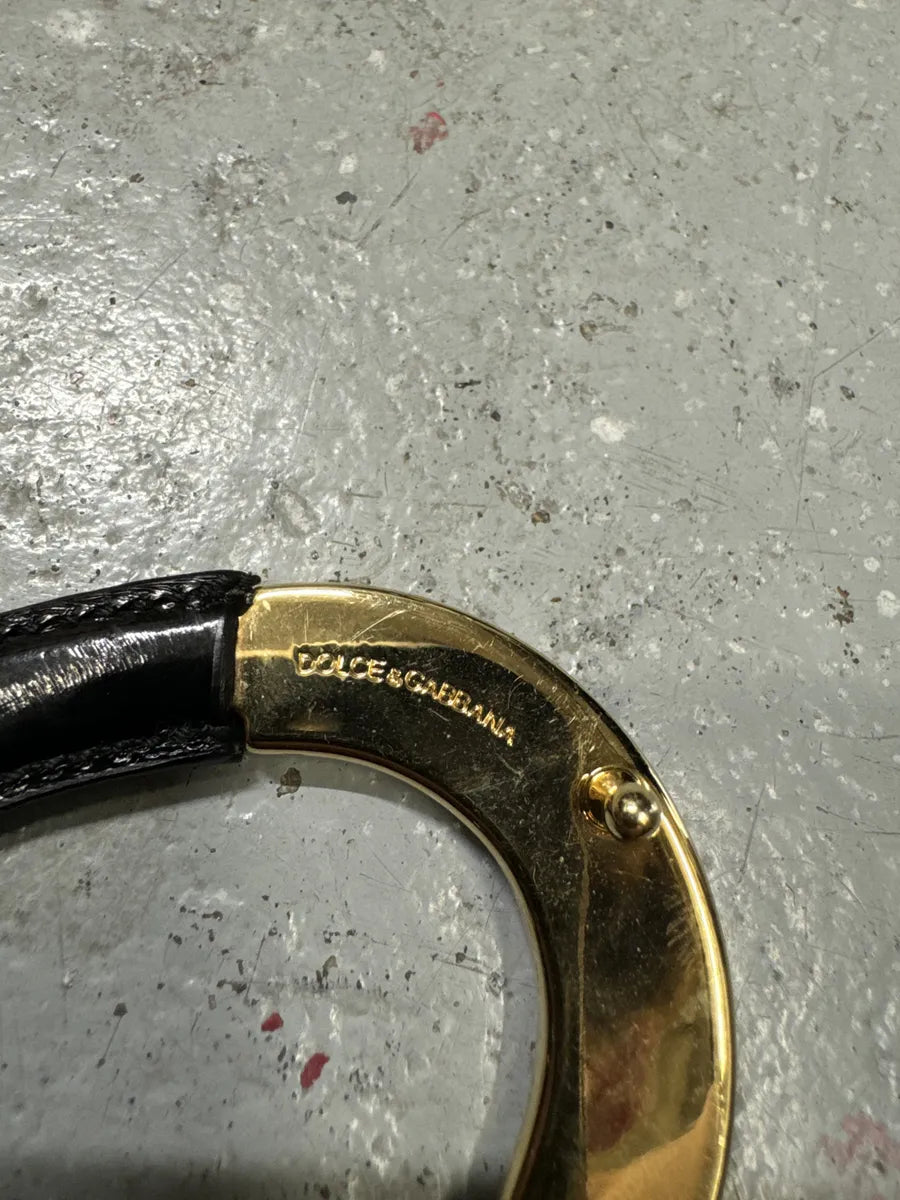 2000s Dolce & Gabbana Black Leather Pony Hair Belt eHwYLOD 2