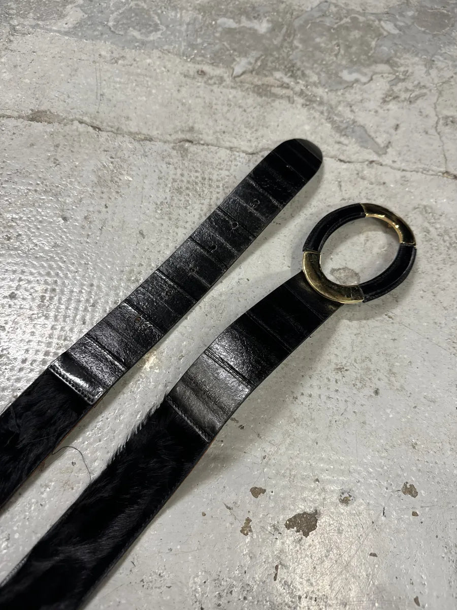 2000s Dolce & Gabbana Black Leather Pony Hair Belt eHwYLOD 3