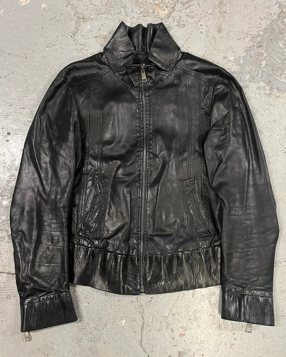 2000s Dolce & Gabbana Black Leather Premium Jacket (M) tPdxgFT 0