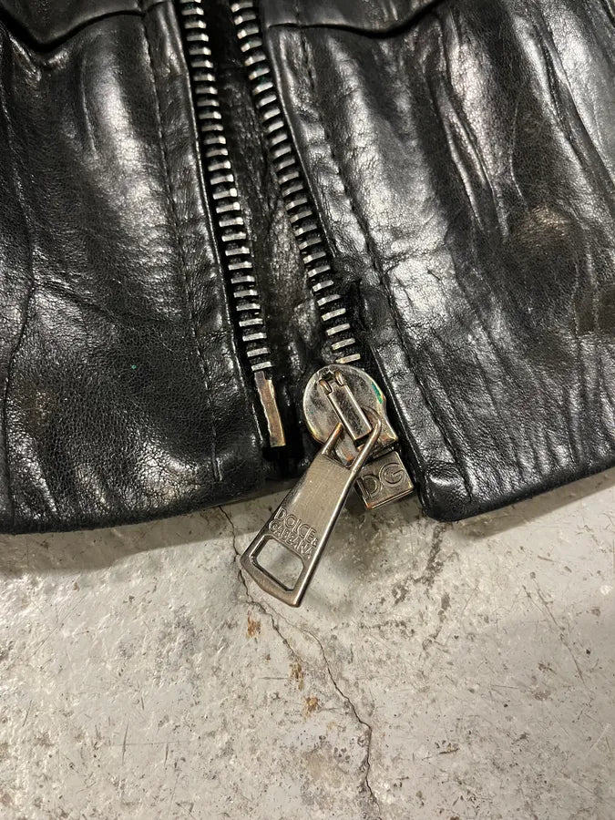 2000s Dolce & Gabbana Black Leather Premium Jacket (M) tPdxgFT 7
