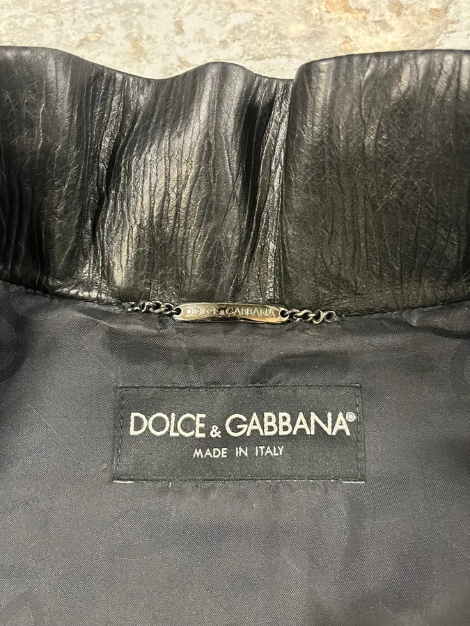 2000s Dolce & Gabbana Black Leather Premium Jacket (M) tPdxgFT 9