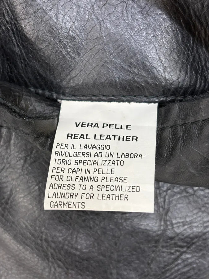 AW1999 Dolce & Gabbana Black Leather Raw Edge Blazer Jacket rnlfYmQ 9