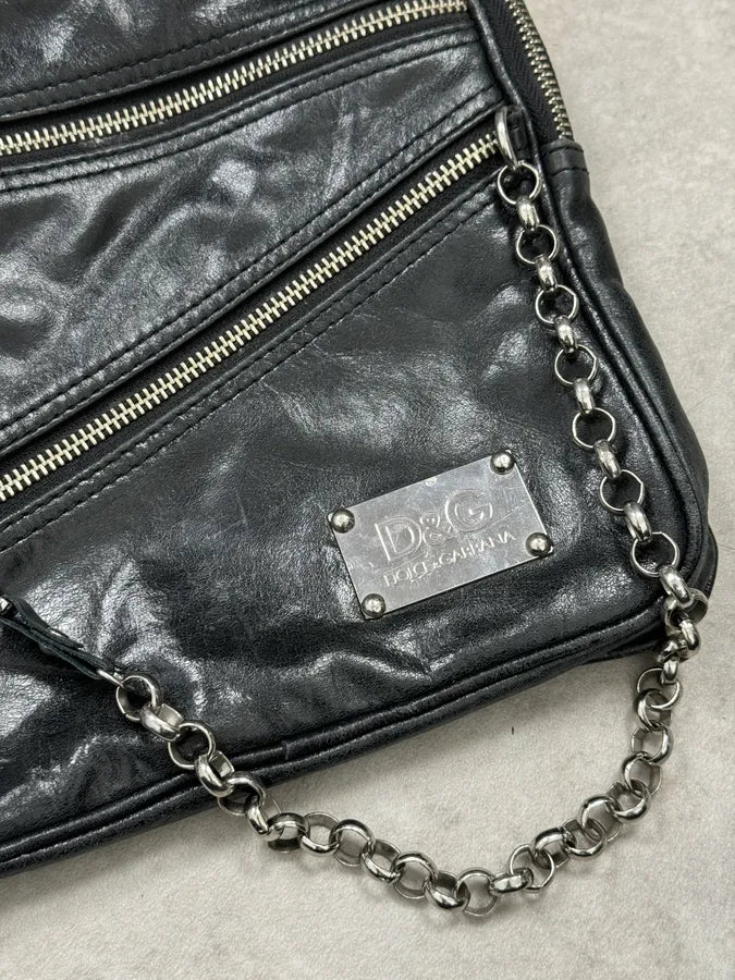 2000s Dolce & Gabbana Black Leather Rock Studded Shoulder Bag werXeGx 4