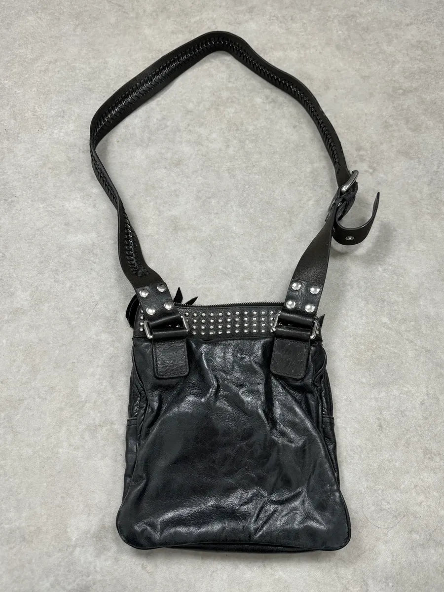 2000s Dolce & Gabbana Black Leather Rock Studded Shoulder Bag werXeGx 5