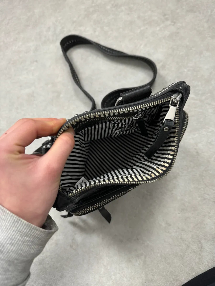 2000s Dolce & Gabbana Black Leather Rock Studded Shoulder Bag werXeGx 6