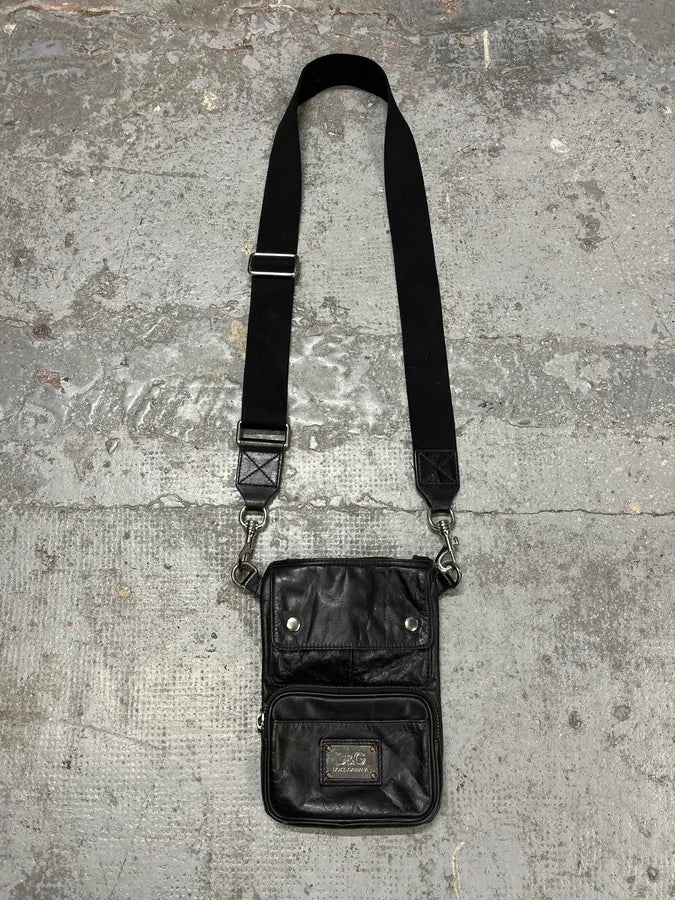 2000s Dolce & Gabbana Black Leather Shoulder Bag BdfvInZ 0