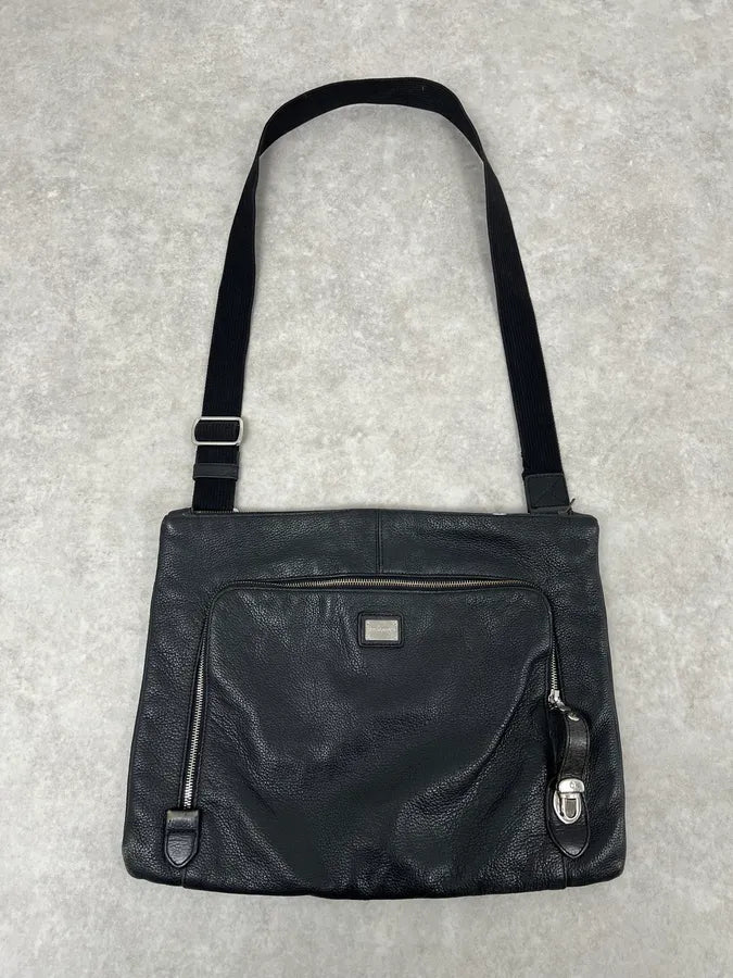 2000s Dolce & Gabbana Black Leather Shoulder Bag vnzEVYV 0