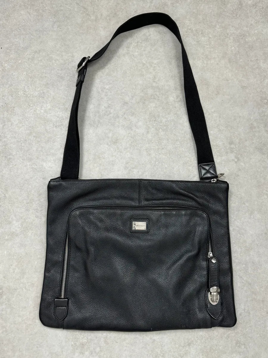 2000s Dolce & Gabbana Black Leather Shoulder Bag YvWeRVL 0