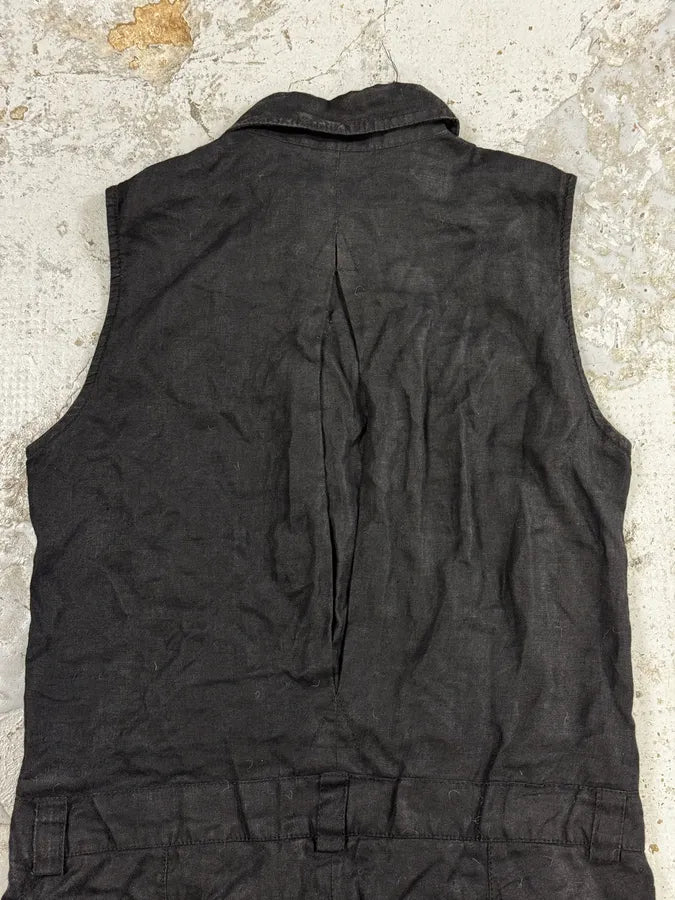 SS2003 Dolce & Gabbana Black Linen Millitary Combi Set cQWnKgN 5