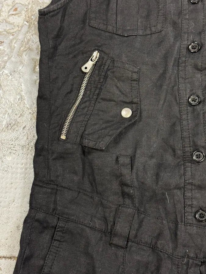 SS2003 Dolce & Gabbana Black Linen Millitary Combi Set cQWnKgN 13