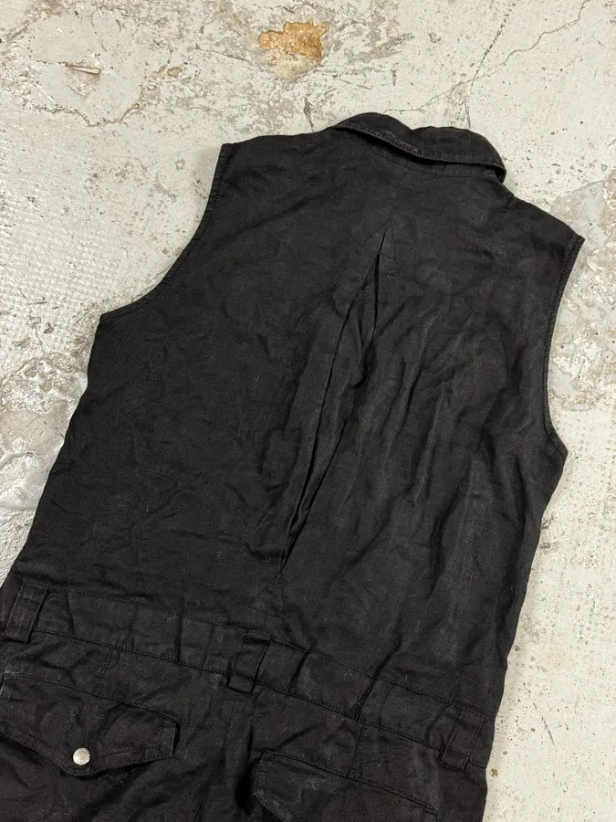 SS2003 Dolce & Gabbana Black Linen Millitary Combi Set cQWnKgN 7
