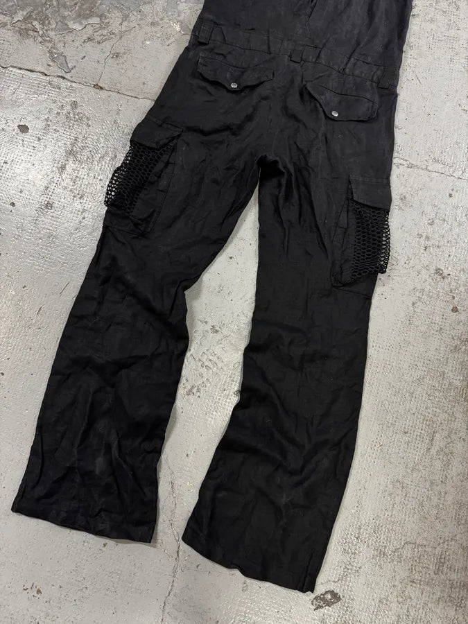 SS2003 Dolce & Gabbana Black Linen Millitary Combi Set cQWnKgN 12