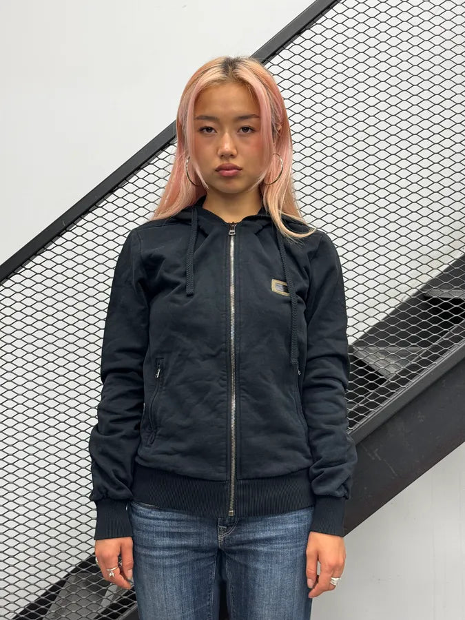 2010s Dolce & Gabbana Black Logo Patch Zip-Up Hoodie badkgOK 2