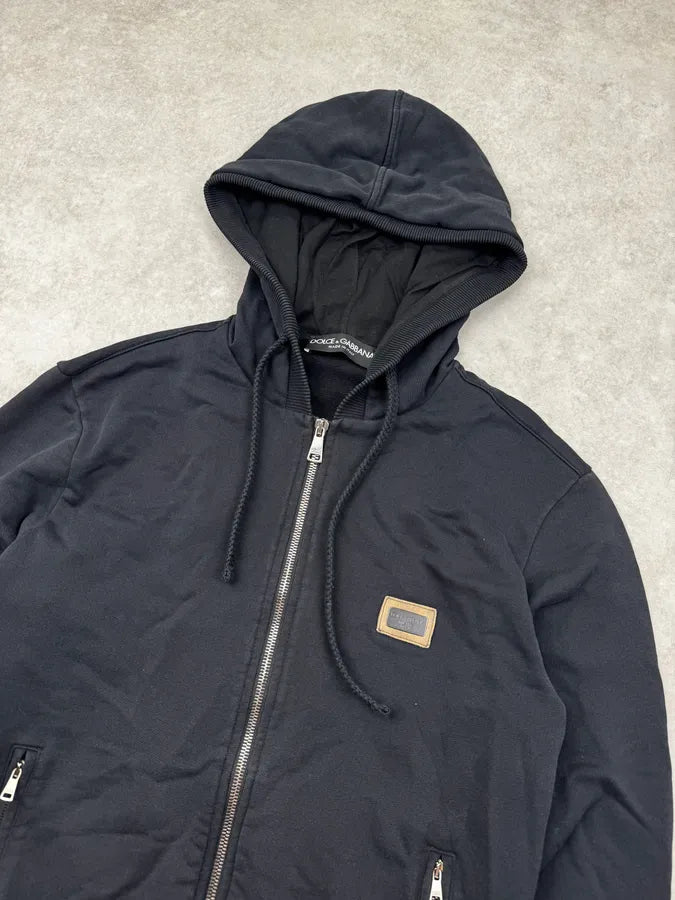 2010s Dolce & Gabbana Black Logo Patch Zip-Up Hoodie badkgOK 4