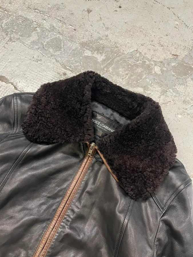 2000s Dolce & Gabbana Black Mafia Leather Jacket ZLyLdVG 4