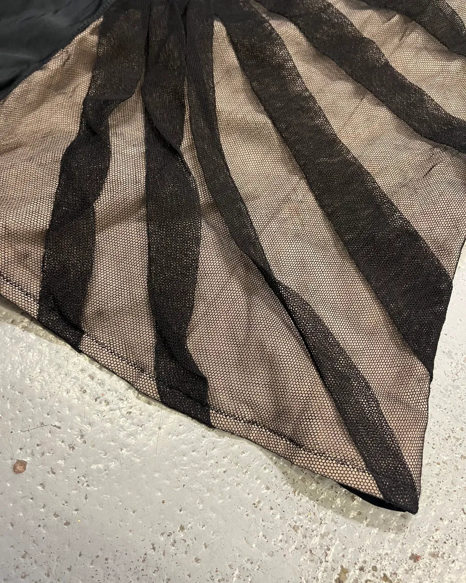 2000s Dolce & Gabbana Black Mesh Beige Zip Top VQUJQwX 7