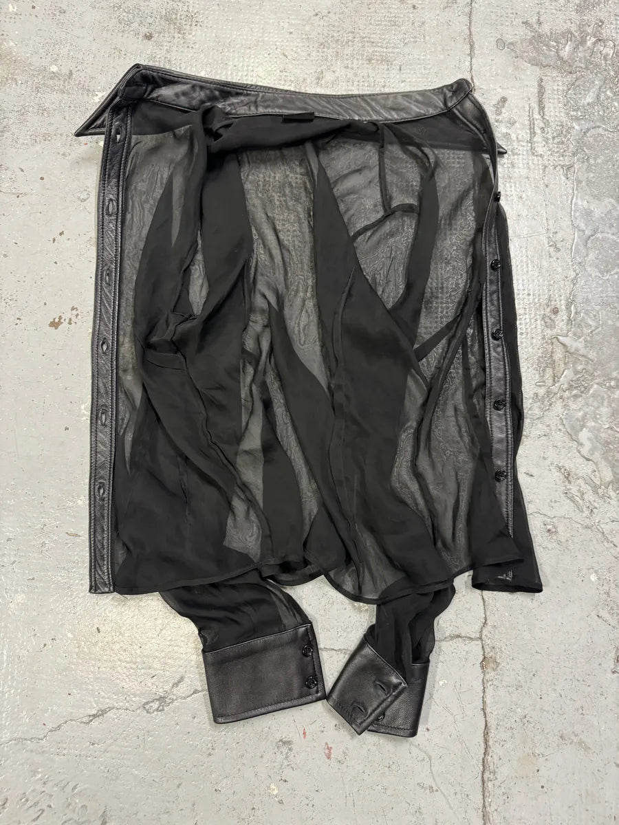 2000s Dolce & Gabbana Black Mesh Leather Shirt YrciUdV 3