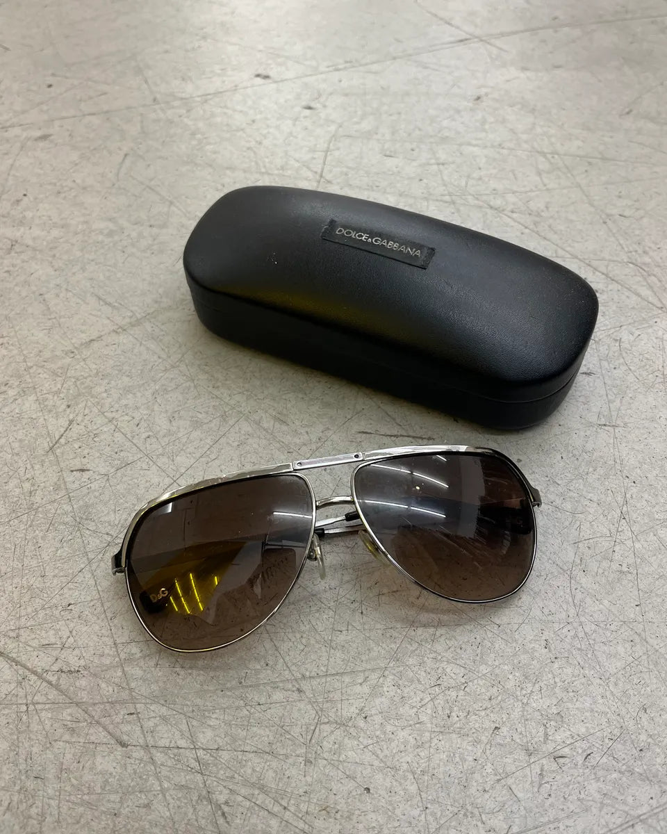 2000s Dolce & Gabbana Black Metal Aviator Sunglasses ghCFWNg 0