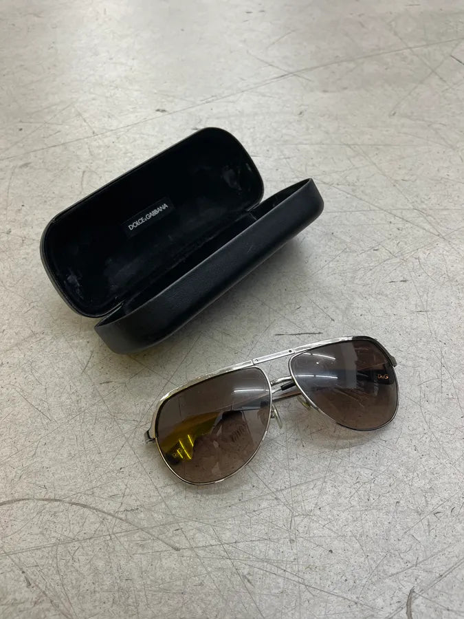 2000s Dolce & Gabbana Black Metal Aviator Sunglasses ghCFWNg 1