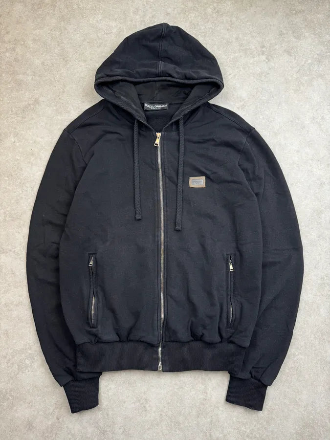 2000s Dolce & Gabbana Black Metal Logo Zip-Up Hoodie PjzyoHw 0