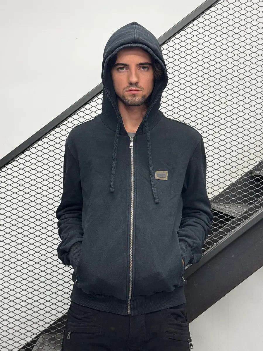 2000s Dolce & Gabbana Black Metal Logo Zip-Up Hoodie PjzyoHw 2