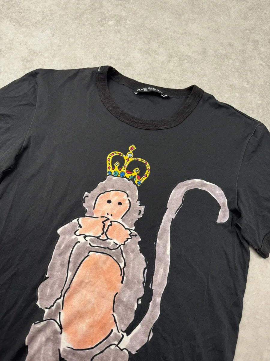 2010s Dolce & Gabbana Black Monkey Crown T-Shirt VQtZrHT 3