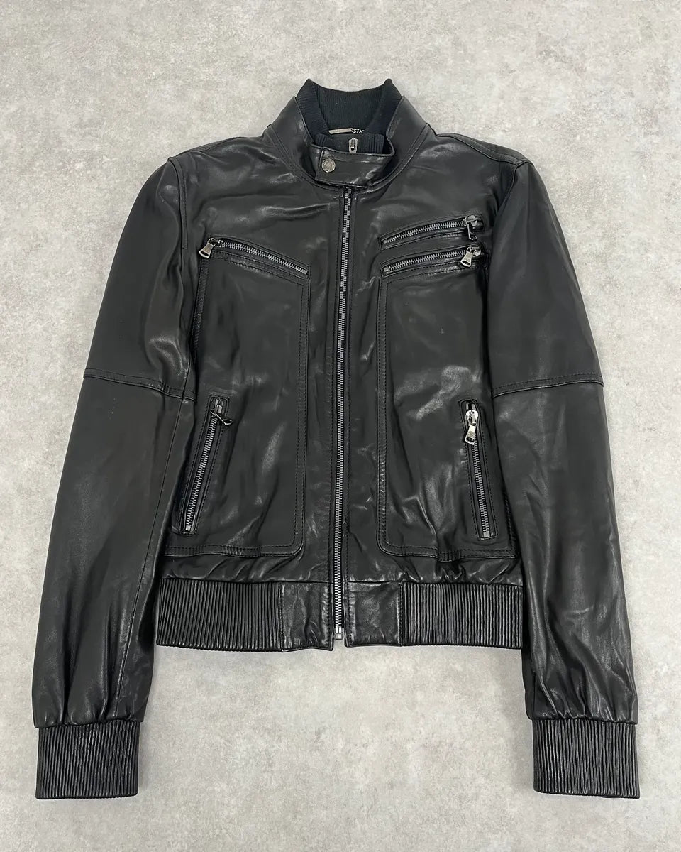 2000s Dolce & Gabbana Black  Multi-Zip Leather Jacket muSyhKg 0