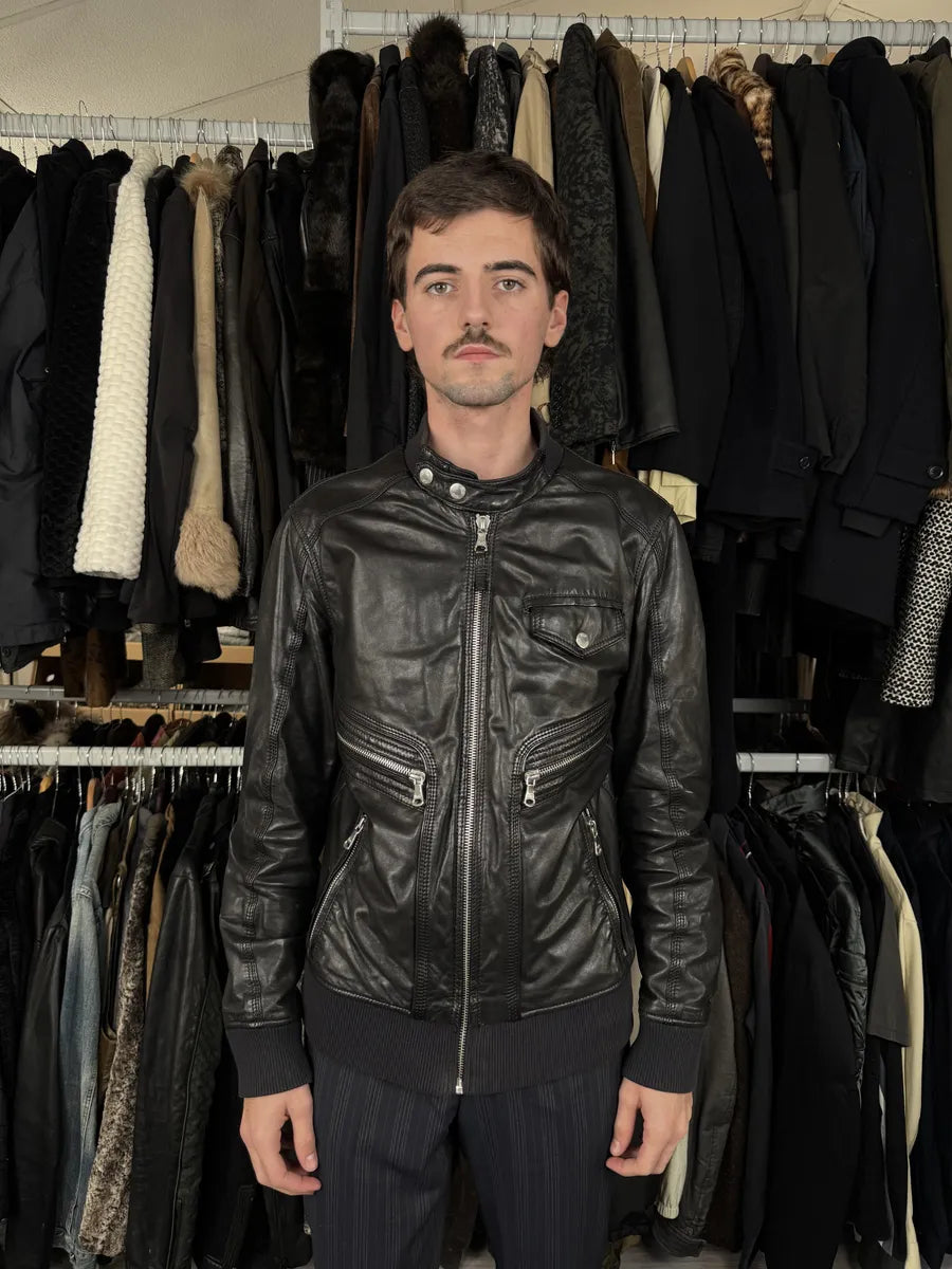 2000s Dolce & Gabbana Black Multi Zips Leather Jacket roCWlCE 2