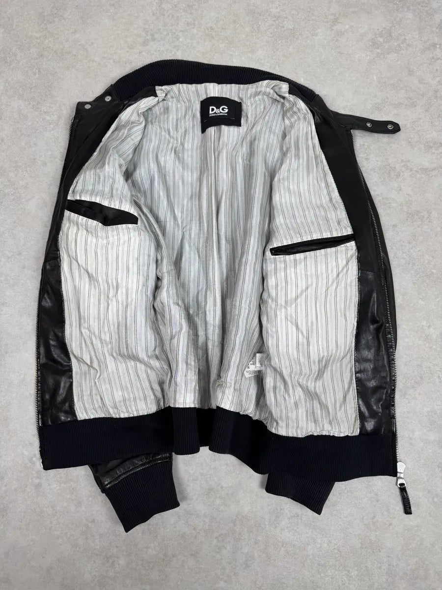 2000s Dolce & Gabbana Black Multi Zips Leather Jacket roCWlCE 5