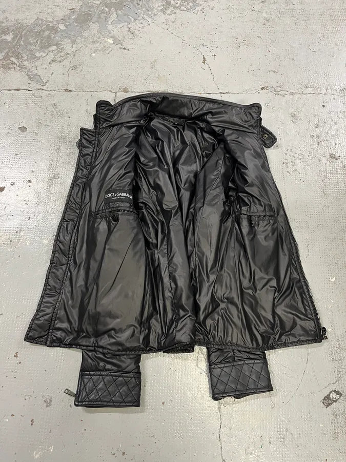 2000s Dolce & Gabbana Black Nylon Biker Jacket JoFlXEp 7