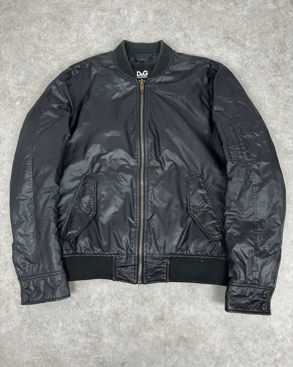 2000s Dolce & Gabbana Black Nylon Bomber Jacket  fzbMWIN 0