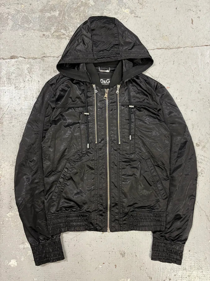 2000s Dolce & Gabbana Black Nylon Hooded Jacket dqbZYnm 0