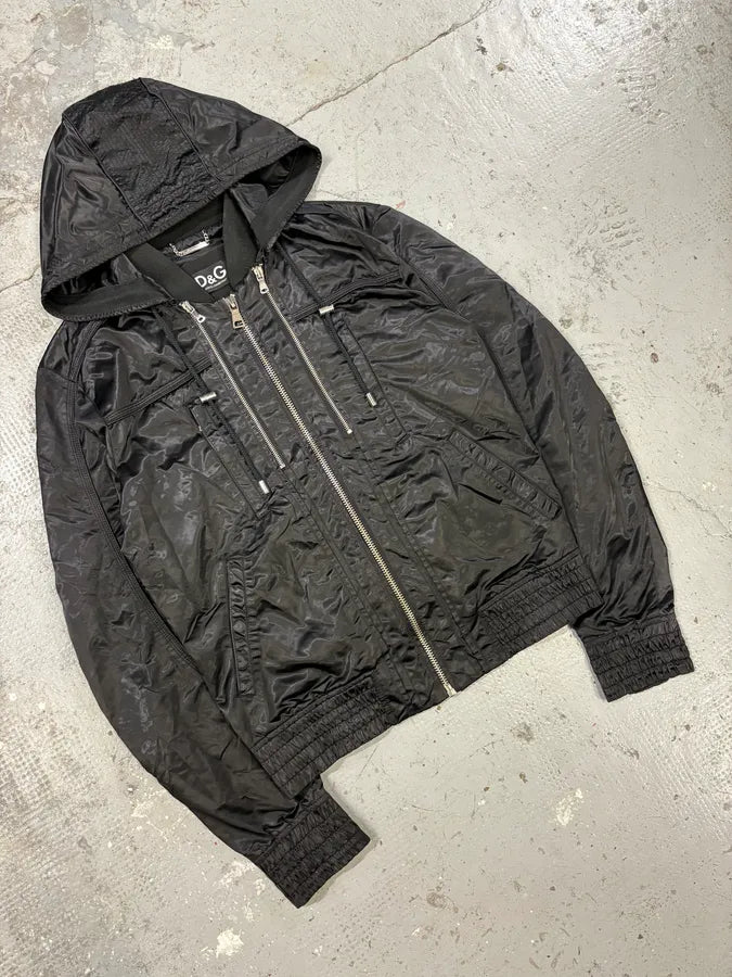 2000s Dolce & Gabbana Black Nylon Hooded Jacket dqbZYnm 3