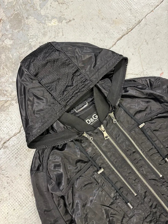 2000s Dolce & Gabbana Black Nylon Hooded Jacket dqbZYnm 4
