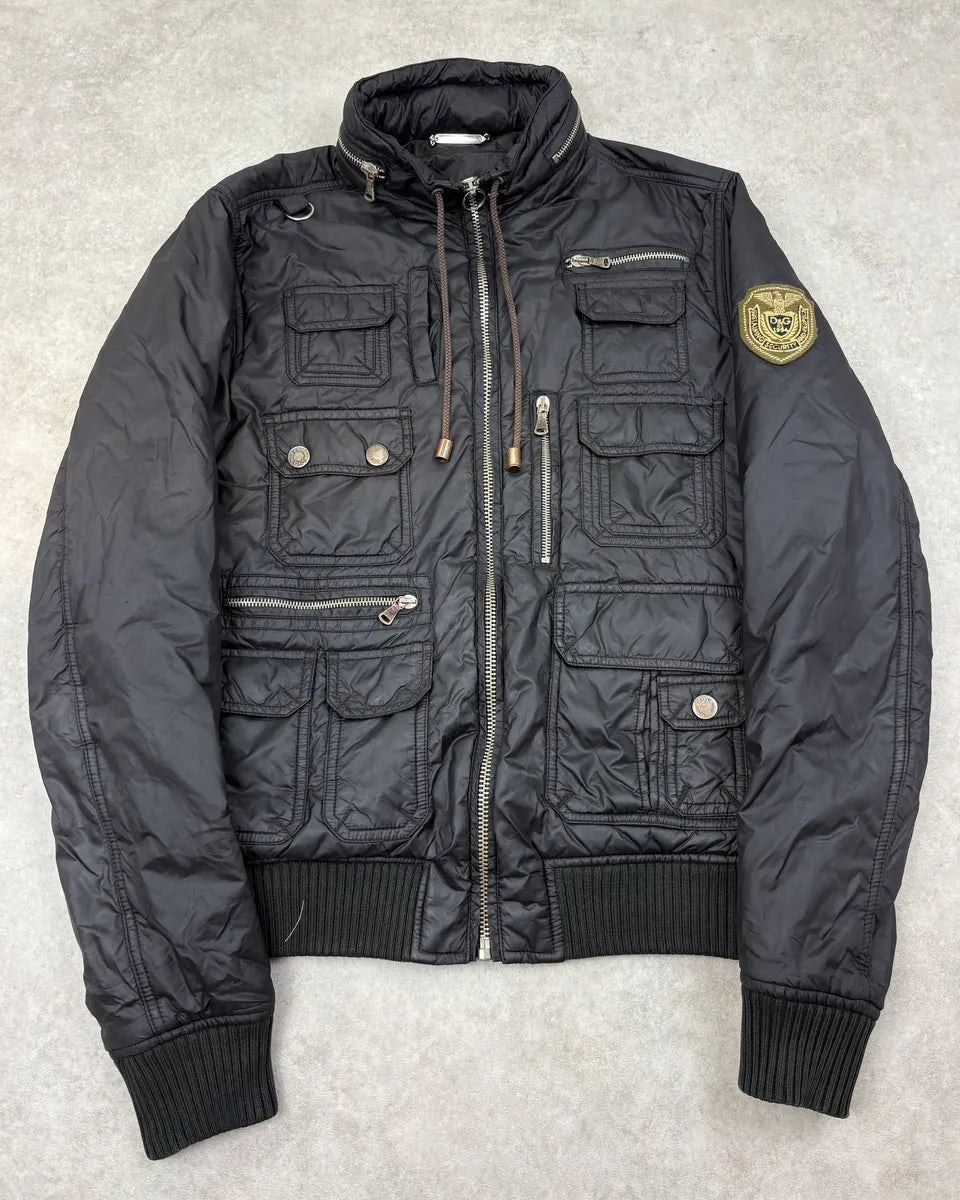 AW2003 Dolce & Gabbana Black Nylon Multi-Pocket Bomber Jacket ueJBDLJ 0