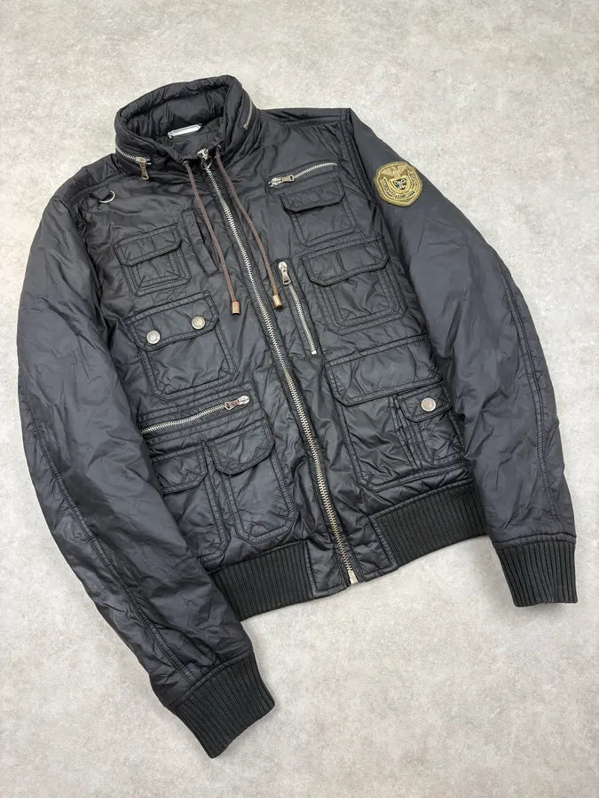 AW2003 Dolce & Gabbana Black Nylon Multi-Pocket Bomber Jacket ueJBDLJ 3