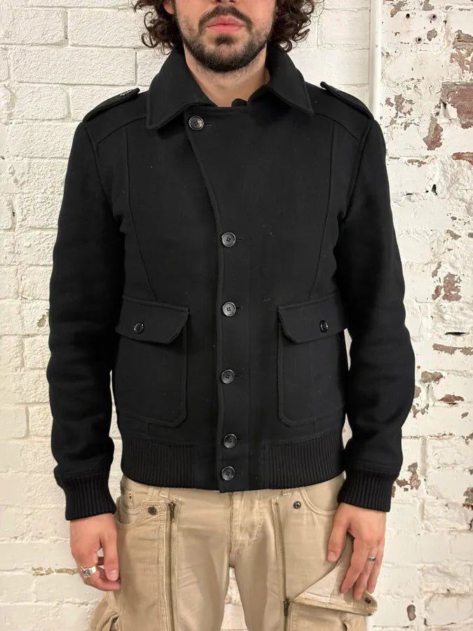 AW2006 Dolce & Gabbana Black Buttoned Premium Wool Jacket cyQGZVE 1