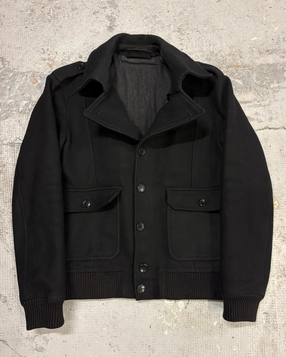 AW2006 Dolce & Gabbana Black Buttoned Premium Wool Jacket cyQGZVE 0