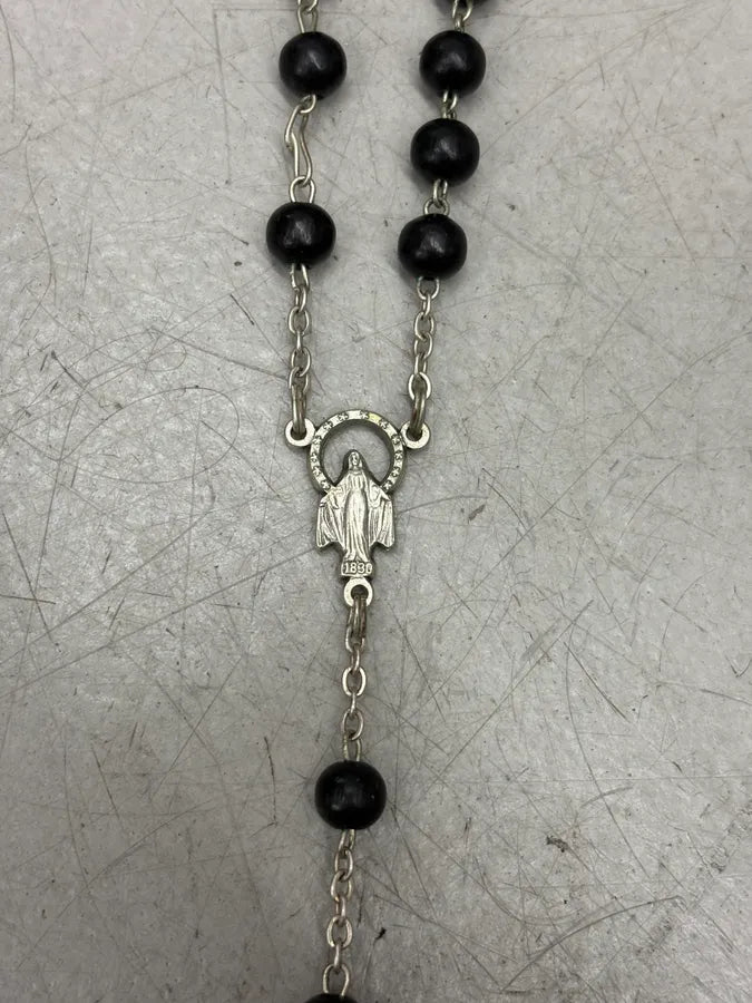 SS2003 Dolce & Gabbana Black Onyx Rosary Cross Necklace JsbCgGG 6