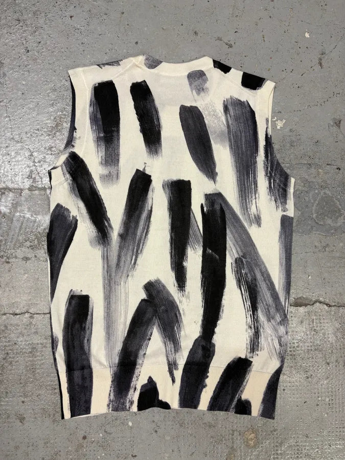 2000s Dolce & Gabbana Black Paint Tank Top White Sweater dPXIGKL 5