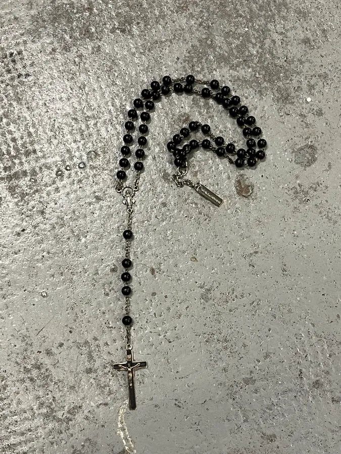 2000s Dolce & Gabbana Black Pearl Rosary Cross Necklace RfJRNOz 4